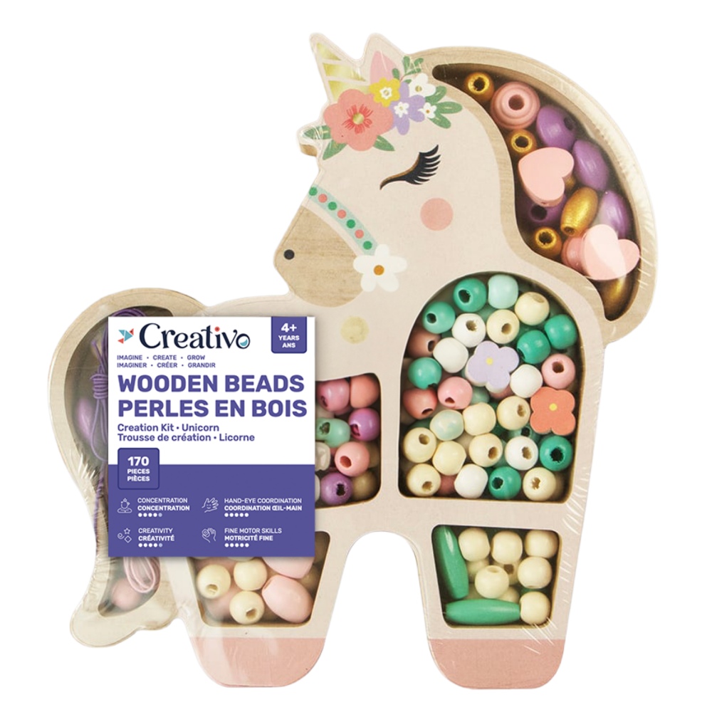 Image Creativo - Trousse de perles en bois - Licorne / 170 pièces